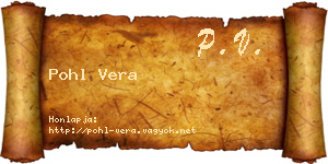 Pohl Vera névjegykártya